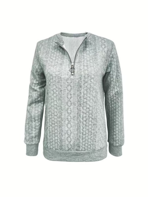 Women's Quilted Zip Pullover Leisure Hoodie