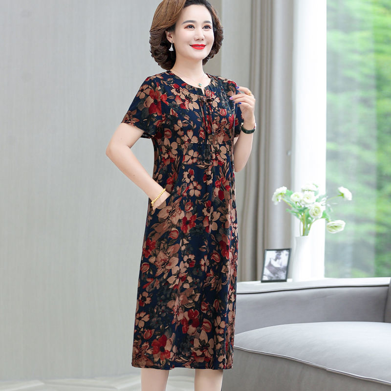Womens Summer Cotton Silk Dress