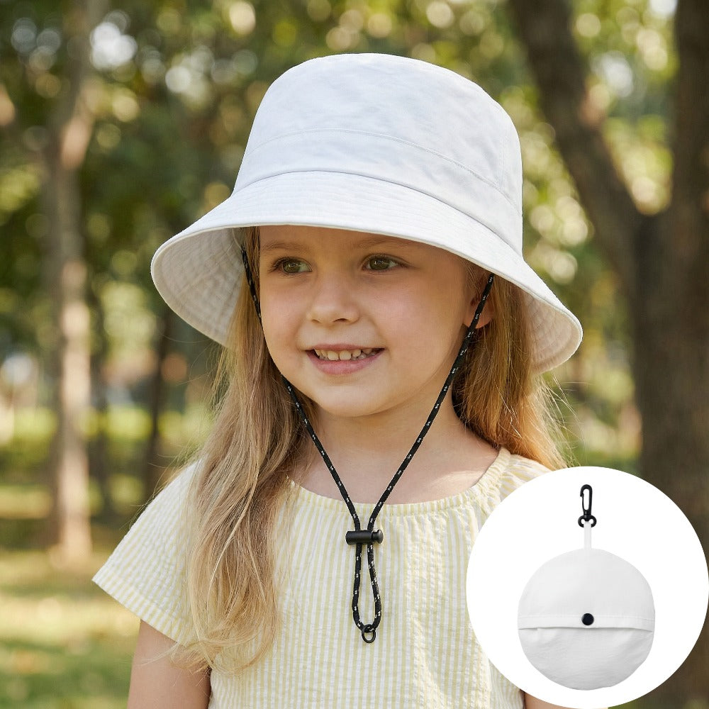 Kids Foldable Fisherman Hat – Nylon, Windproof Cord, Adjustable Drawstring, Quick‑Dry
