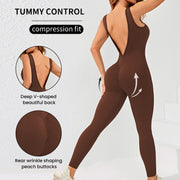 Seamless V-Neck Back-Slimming Fitness & Yoga Jumpsuit