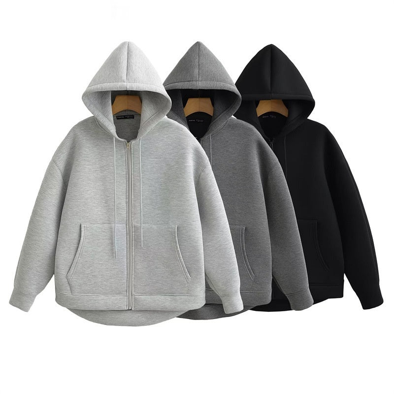 Oversized Zip-Up Winter Streetwear Hoodie with Pockets