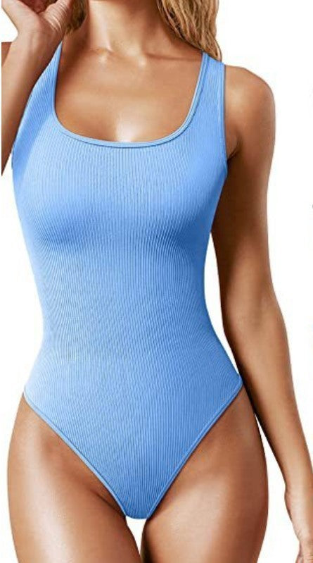 Women's U-Neck Sleeveless Fitted Romper Jumpsuit