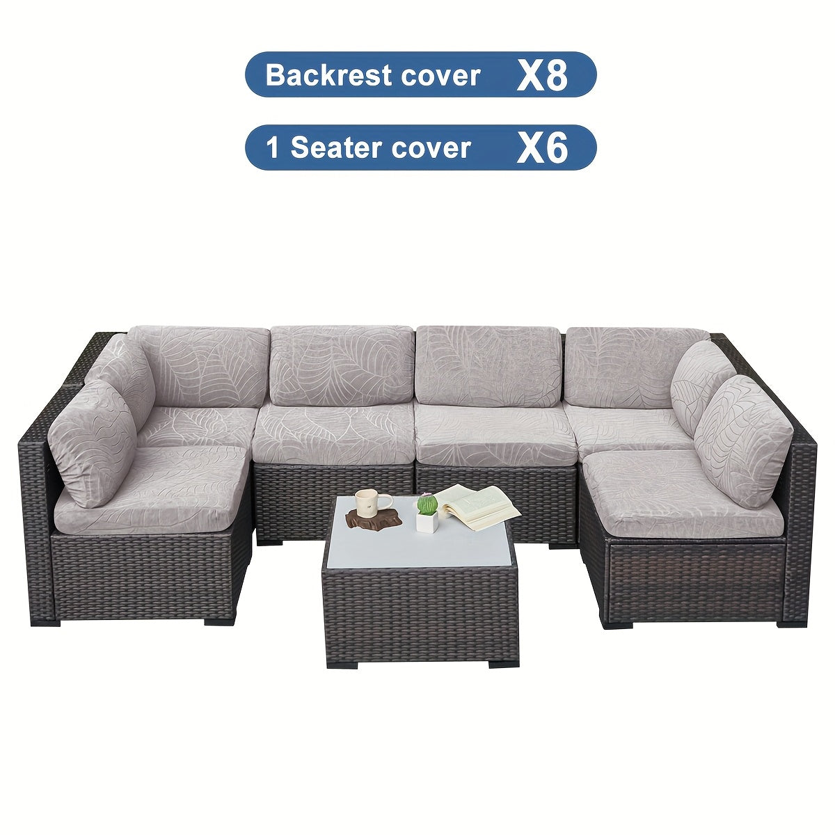 12/14pcs Stretch Large Leaf Jacquard Outdoor Terrace Cushion Covers Sofa Chair Covers Sofa Covers Pillow Covers Replacement Furniture Covers Suitable for Pets Washable