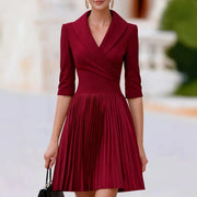 Elegant Waist-cinching Pleated Short Evening Gown for Women