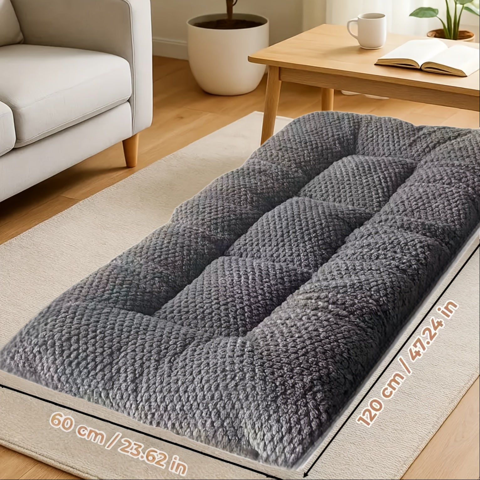 Large Thickened Dog Bed - Plush -Like & Warmth, Grey/White Soft Pet For Medium, Large, Small Dogs - Durable Cushioned Bedding For Joint, /Outdoor Use, Fits All Breeds (Puppies & S)