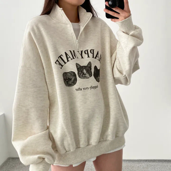 Plus Size Korean Style Pullover Hoodie