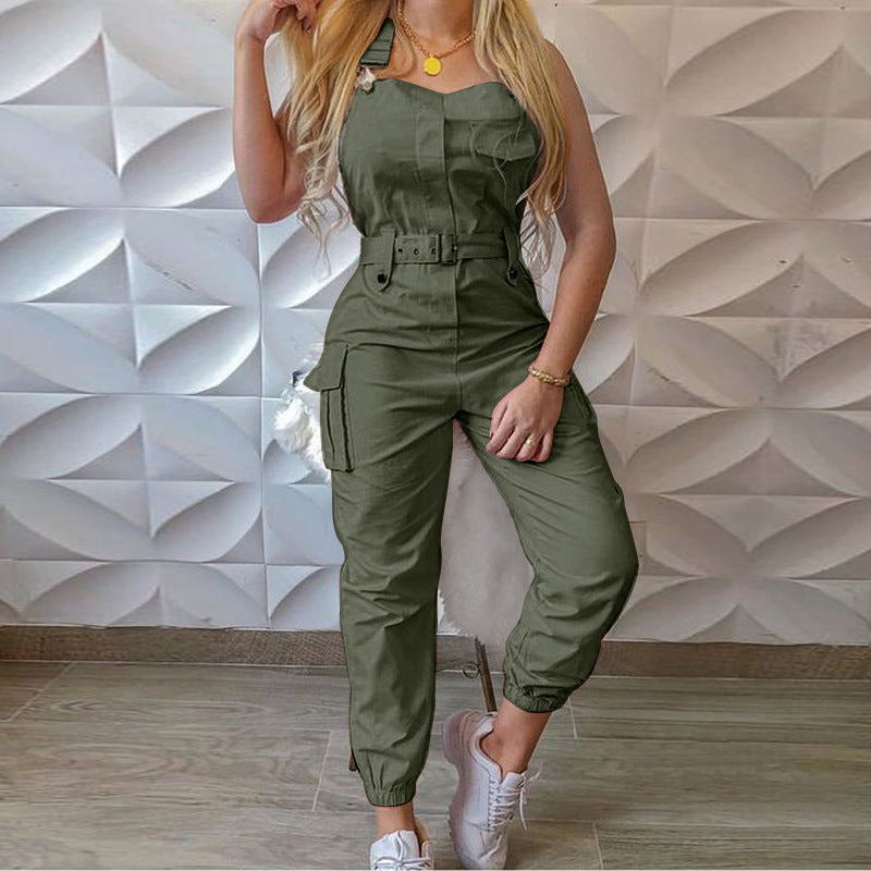 Women's Trendy Strapless Cargo Jumpsuit