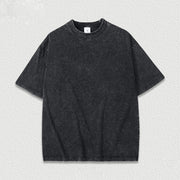 Water-washed Printed Heavyweight Pure Cotton Regular-shoulder Short-sleeve T-shirt