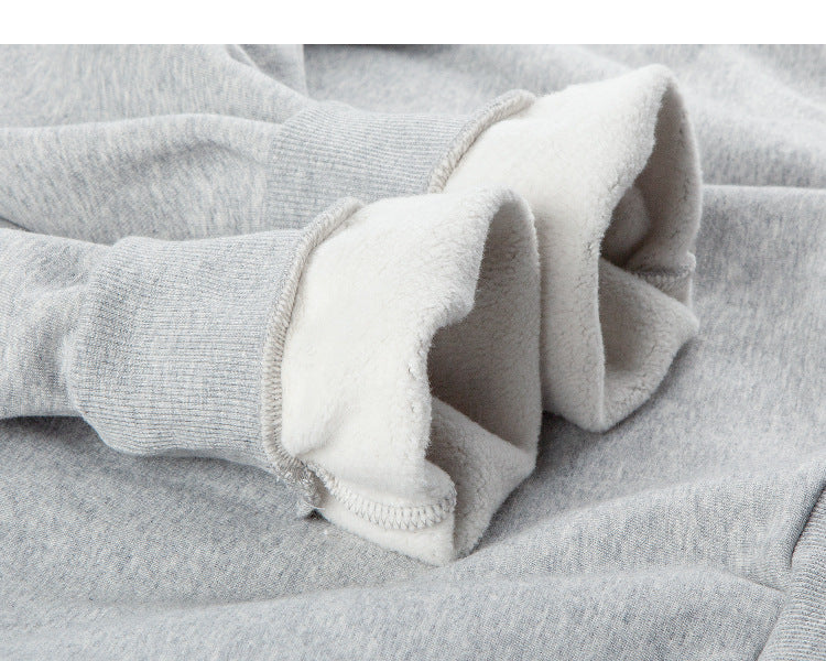 Unisex Fleece-Lined Drop Shoulder Casual Pullover Sweater
