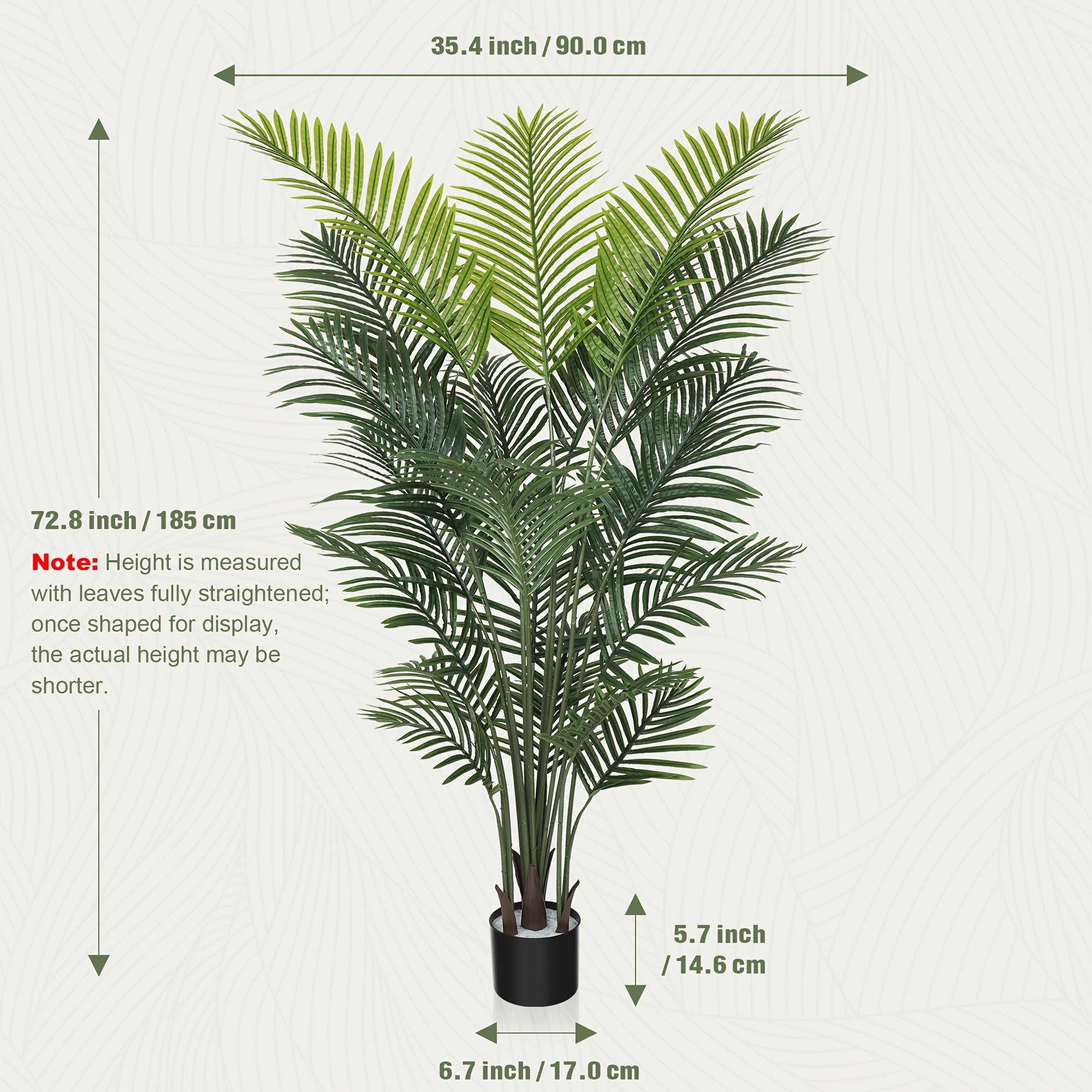 4 to 6 foot tall artificial tropical palm tree with realistic UV-resistant leaves
