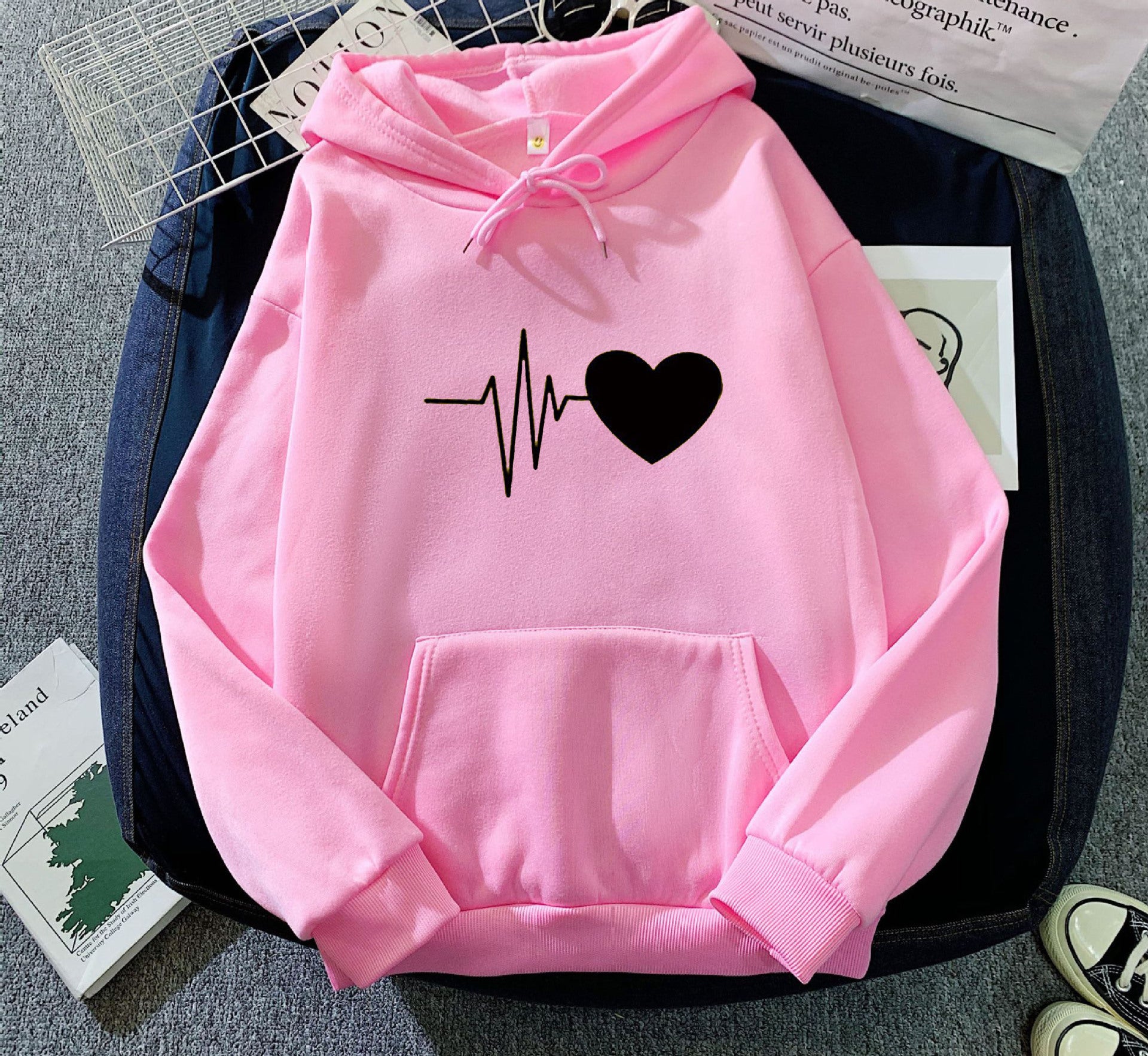 Cozy Fleece-Lined Loose Winter Hoodie for Women