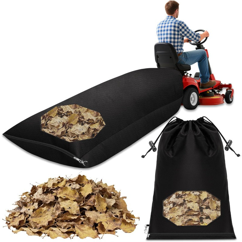 Heavy‑Duty Double‑Stitched Waterproof Leaf Bag with Tarp, Side Zipper and Mesh for Lawn Tractors
