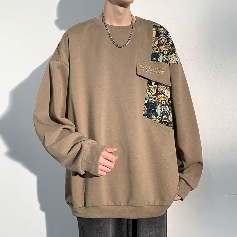 Retro Bear Embroidered Crewneck Sweater