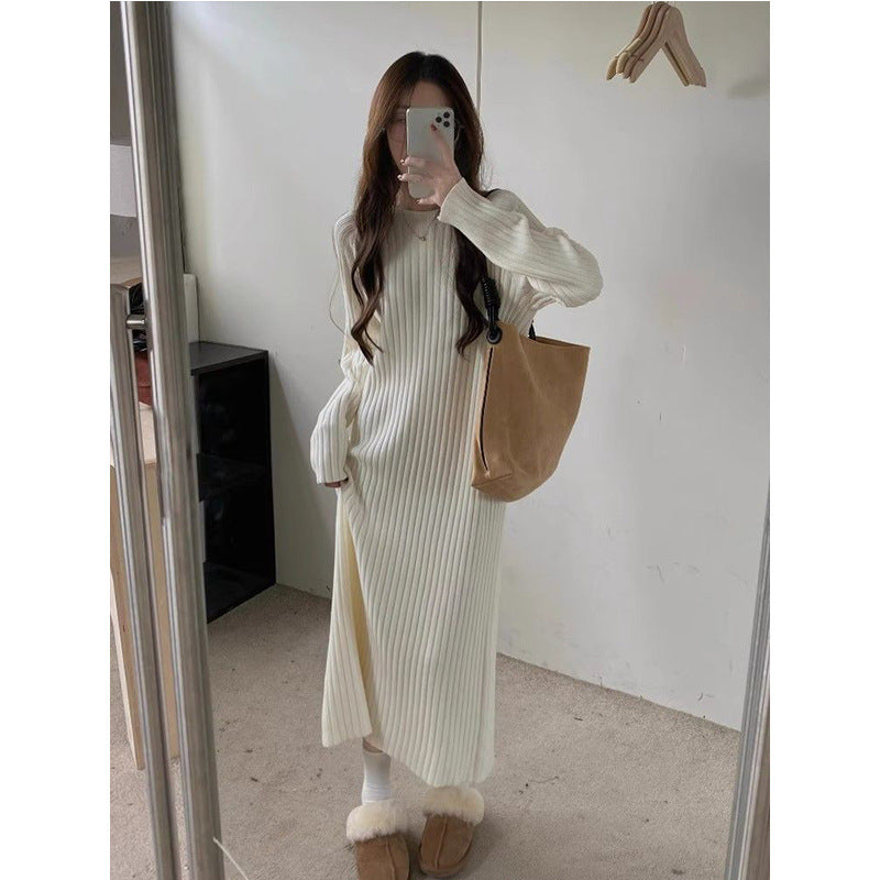 Elegant Long-Sleeve A-Line Midi Dress for Women