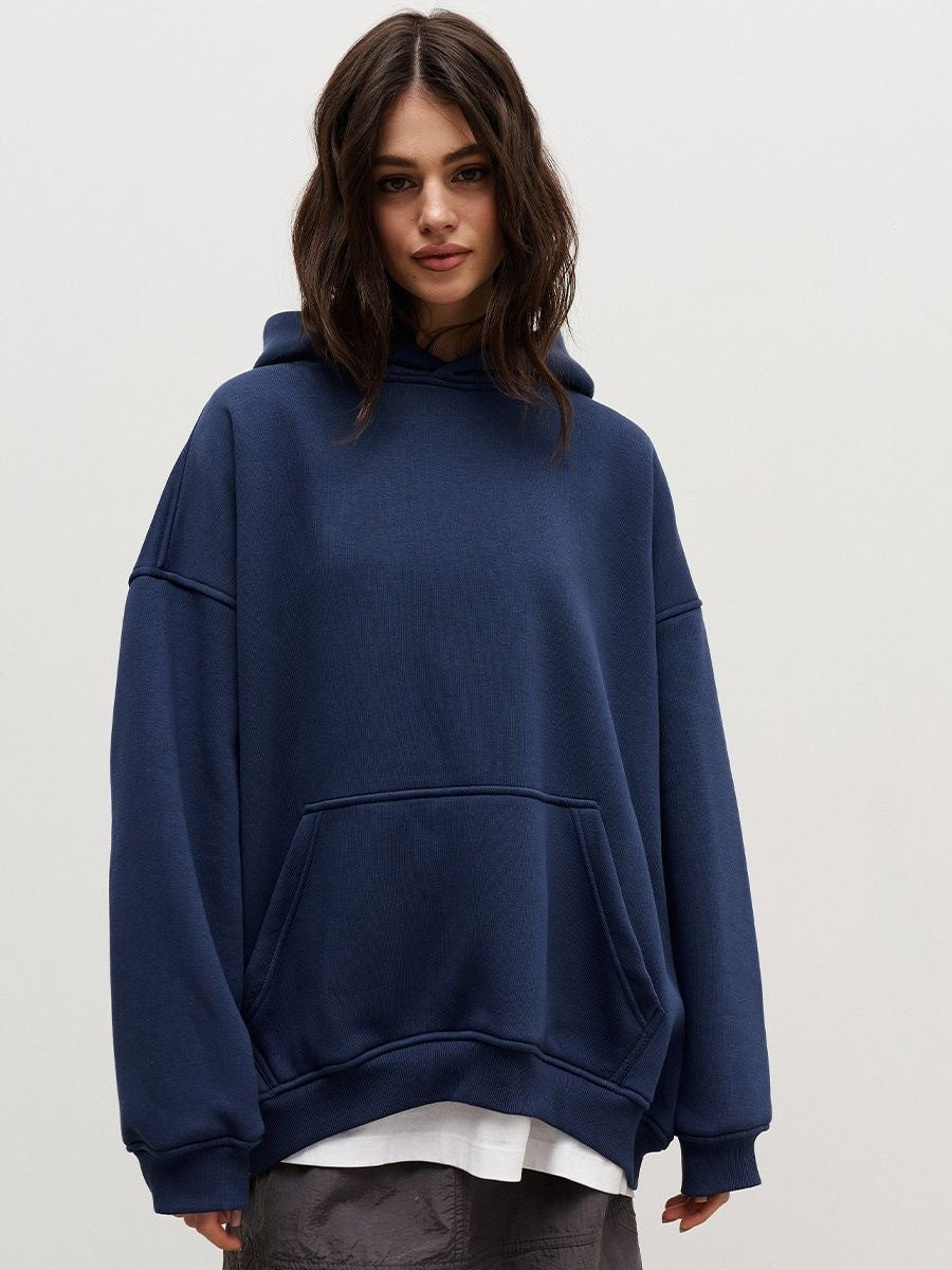 Cozy Fleece-Lined Kangaroo Pocket Drawstring Hoodie