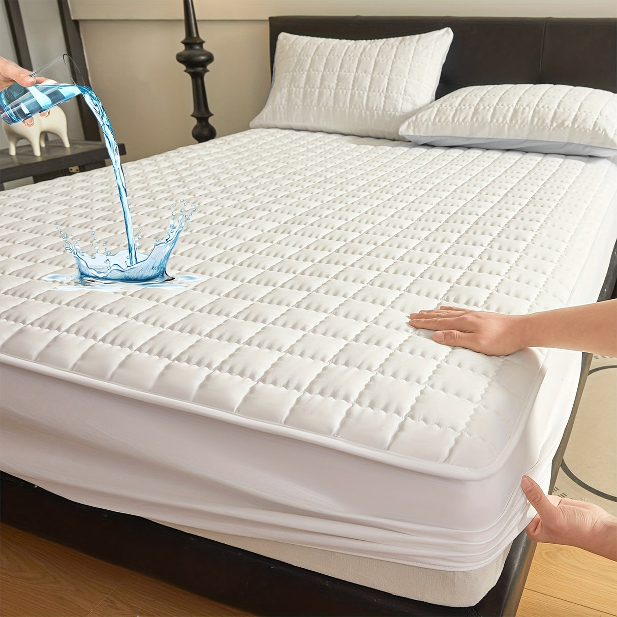 1pc Heavy-Duty High Quality Mattress Protector & Non-Slip Fitted sheet - Extra Large Bed Sheet for King, Queen, Twin/Full/California King - Spill-Proof Mattress Cover, Machine Washable Bedding Prot...