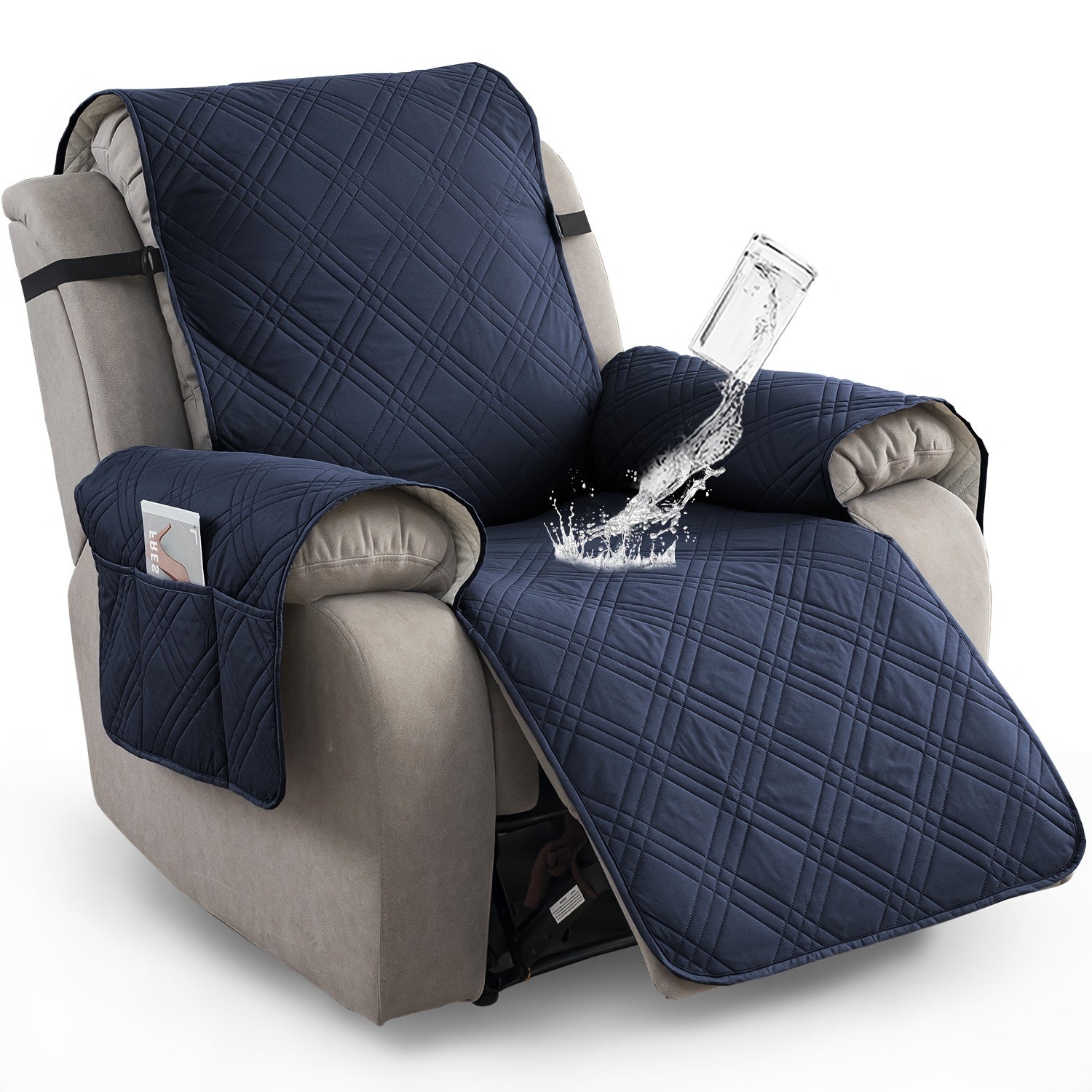 Waterproof Recliner Chair Cover with Pocket, Pet Scratch-Resistant Sofa Slipcover