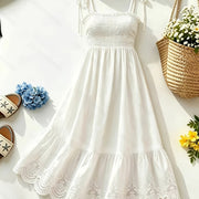 Elegant Embroidered Ruched Strap Maxi Dress