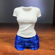 White Shirt & Blue Jeans Female Bust Pen Holder – Fashionable Desk Organizer