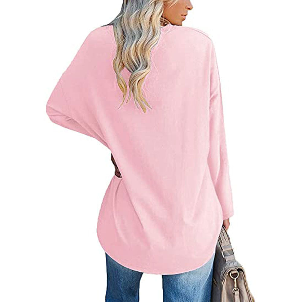 Oversized V-Neck Drop-Shoulder Casual Cotton T-Shirt