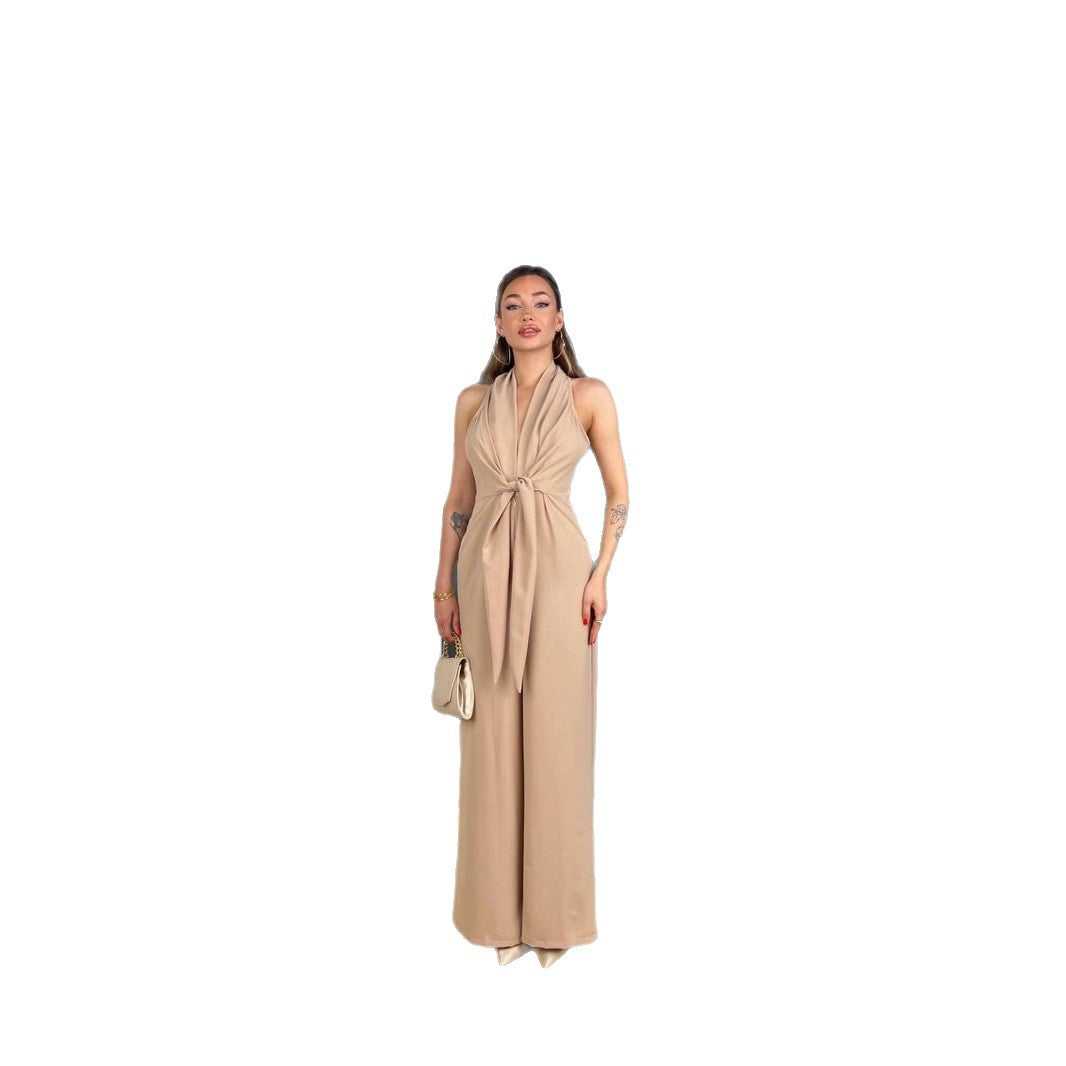 Sleeveless Waist-Cinching Lace-Up Sexy Jumpsuit