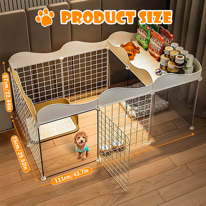 MOZEAT LENS Heavy-Duty Metal Multi-Functional Indoor/Outdoor Dog Playpen with Adjustable Height & Spacious Design - Foldable & Portable Pet Fence with Non-Slip Base, Escape-Proof