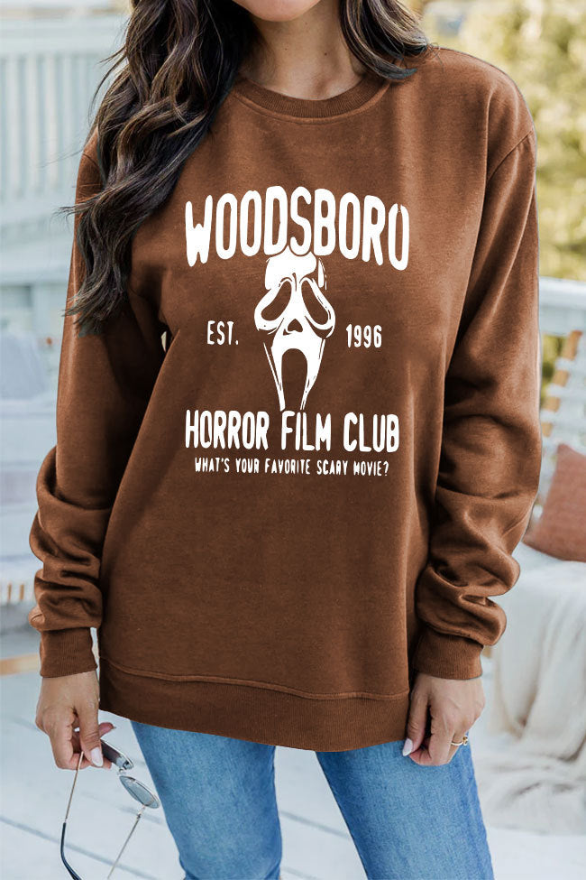 WOODSBORO Printed Round Neck Long Sleeve Sweater