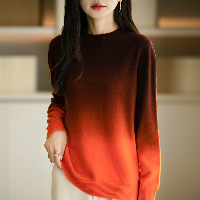 Loose Thick Idle Style Knitwear Gradient Color Sweater