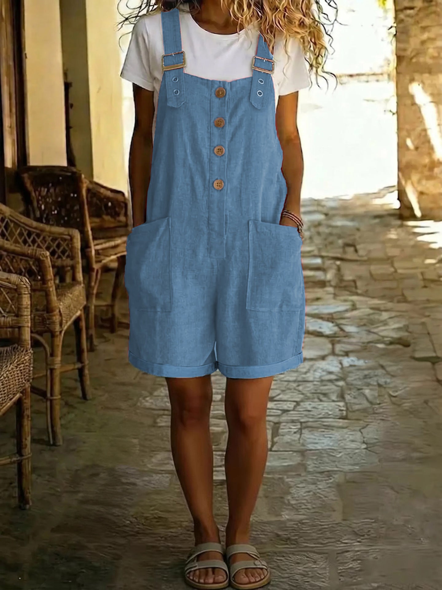 Retro Pocket Straight-Leg Overalls for Women