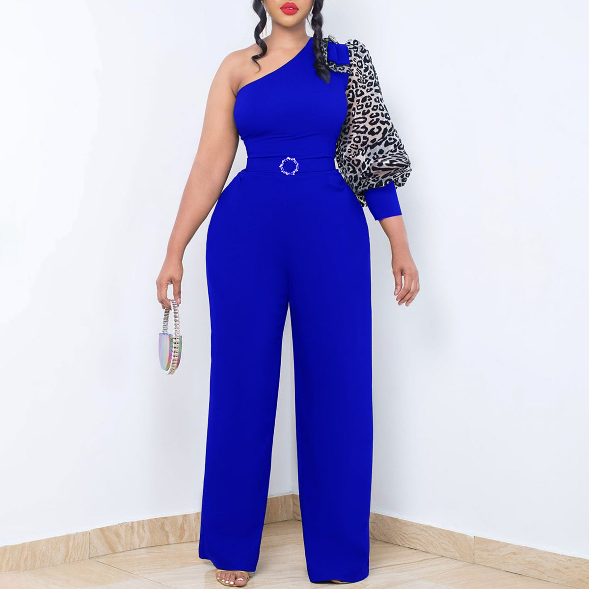 Off-Shoulder Chic Wide-Leg Waist-Cinching Jumpsuit