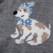 Autumn Dog Jacquard Fake Two-piece Loose Sweater