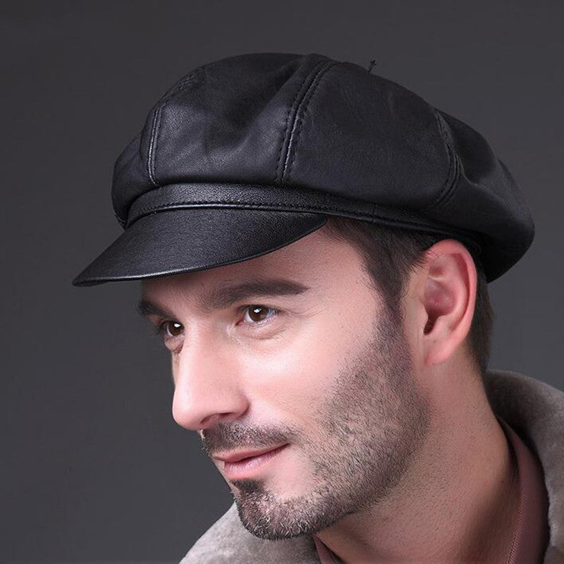Men's Winter Warm Sheepskin Hat for Outdoor Use