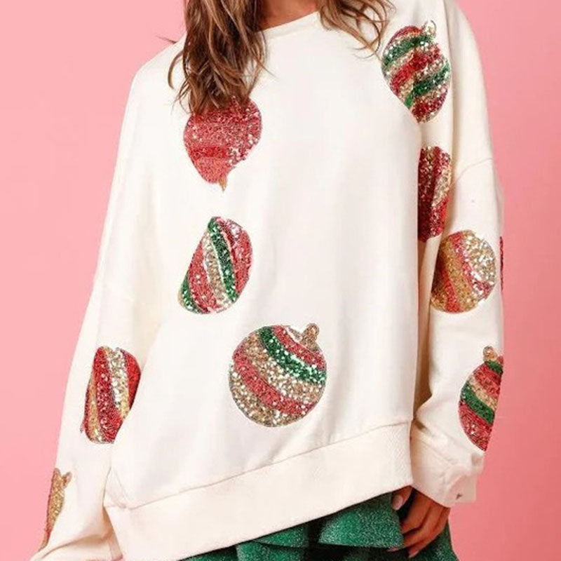 Women's Festive Sequin Embroidered Christmas Sweater