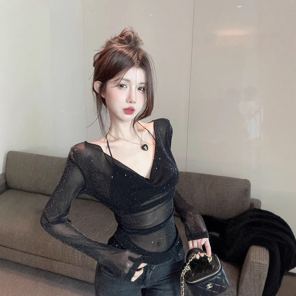 Seamless Cropped Long-Sleeve Base Layer Top