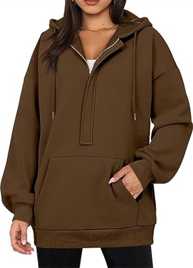 Women's Cozy Solid Color Loose Pullover Hoodie