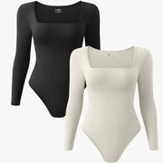 Women's Long Sleeve Square-neck Sexy Siamese Tights