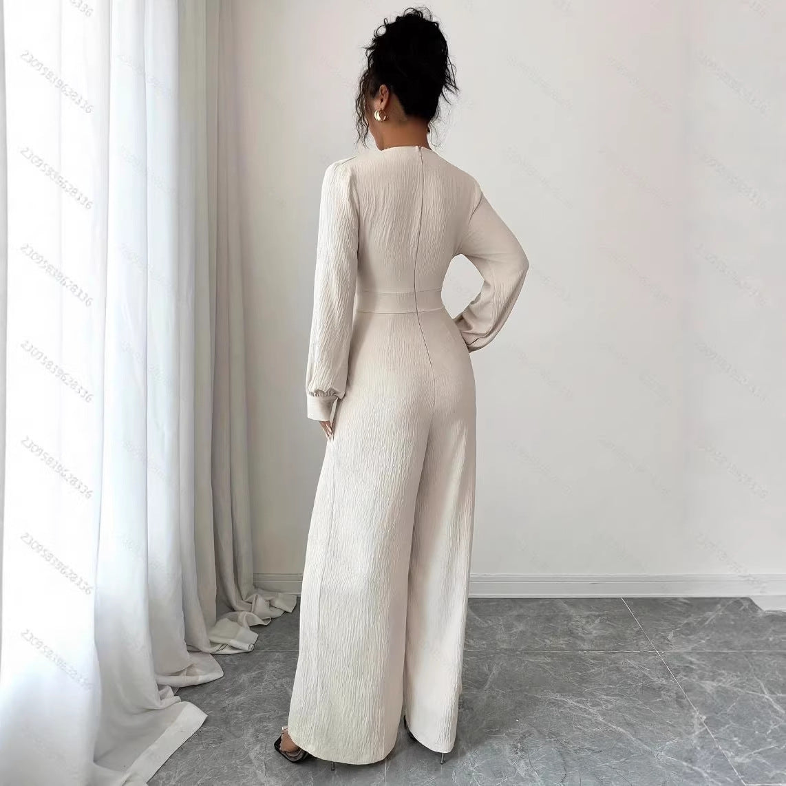 Elegant Off-the-Shoulder Long-Sleeve Jumpsuit