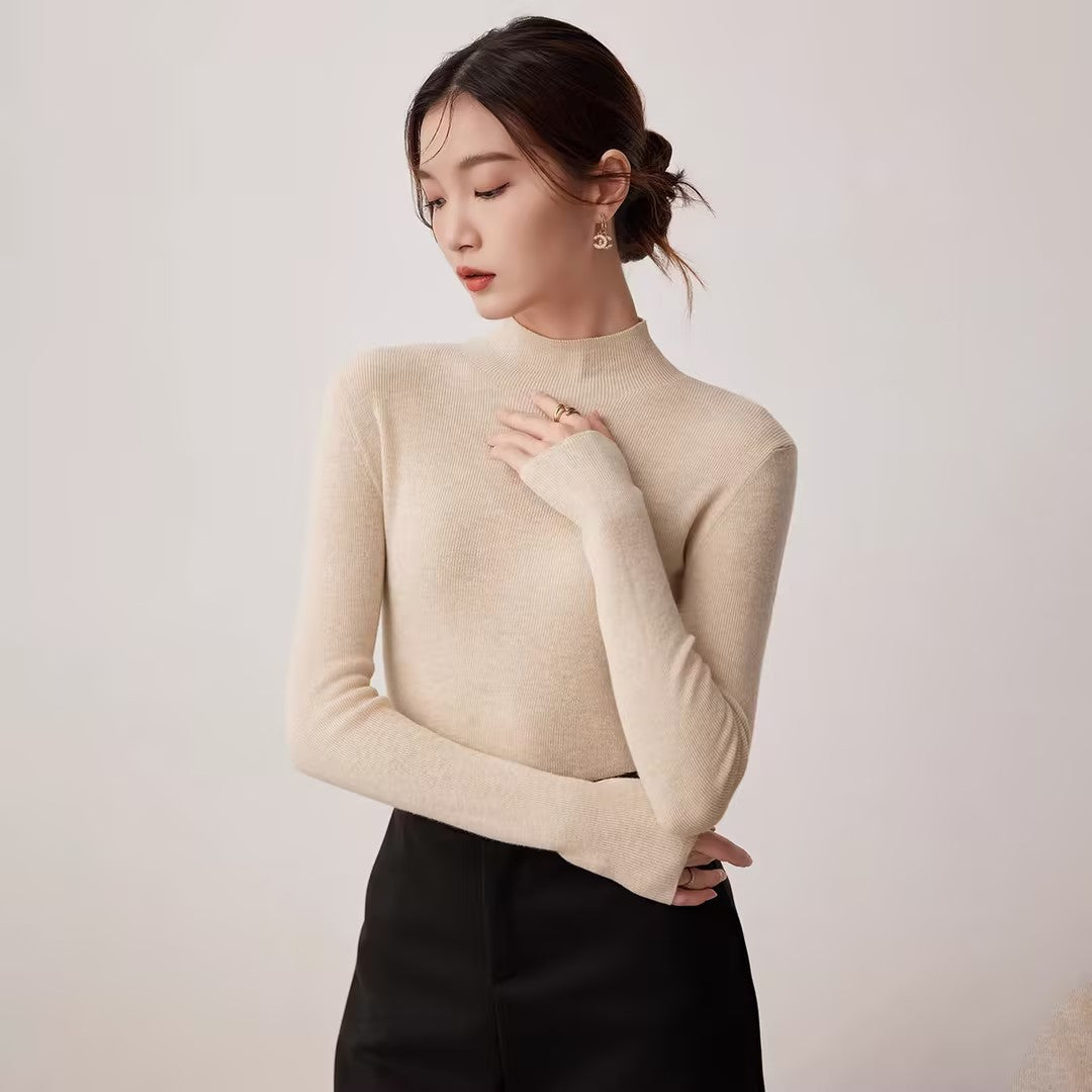 High-end Merino Wool Mock-neck Sweater