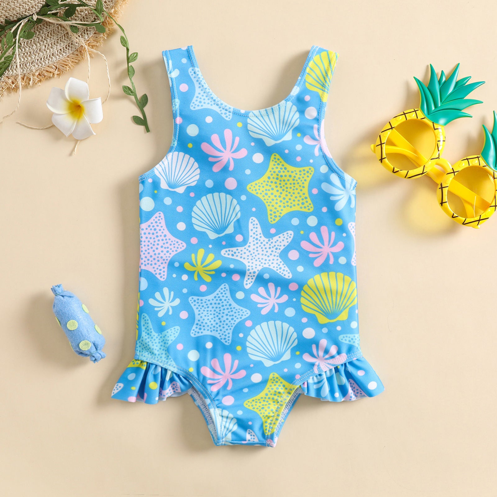 Women's Shell-Printed One-Piece Swimsuit for Beach & Pool