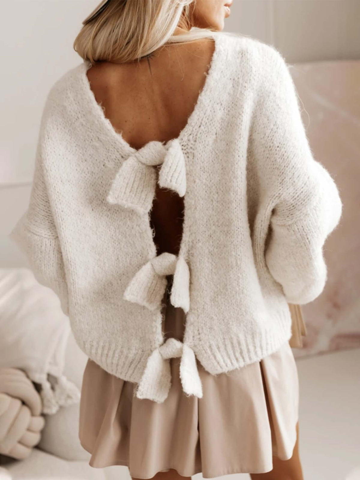 Bow Tie Women's Knitwear European and American Sweater