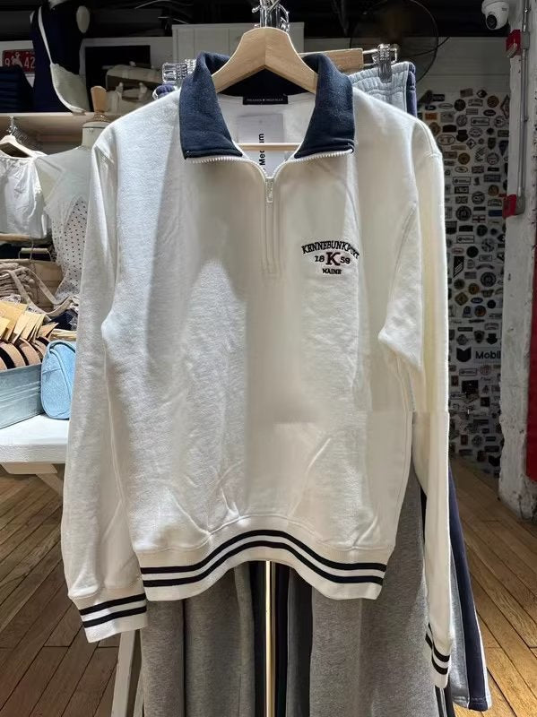 Retro Half-Zip Contrast Polo Sweater
