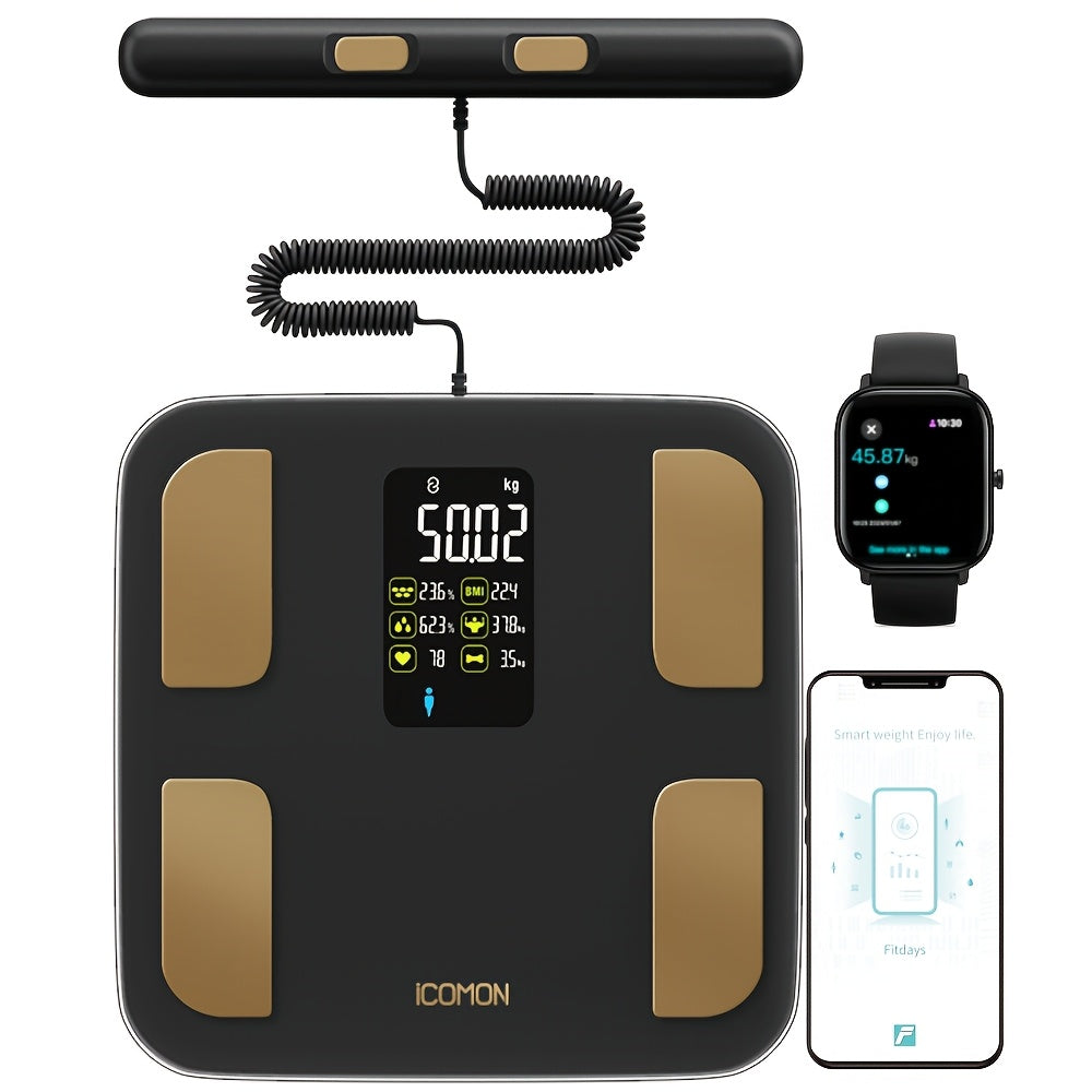 Smart 8‑Electrode Body Scale – Rechargeable Electronic Scale with Large Color Display, 400 lb Capacity for Home, Sports & Fitness