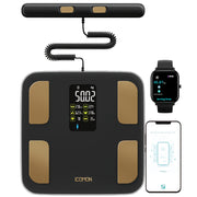 Smart 8‑Electrode Body Scale – Rechargeable Electronic Scale with Large Color Display, 400 lb Capacity for Home, Sports & Fitness