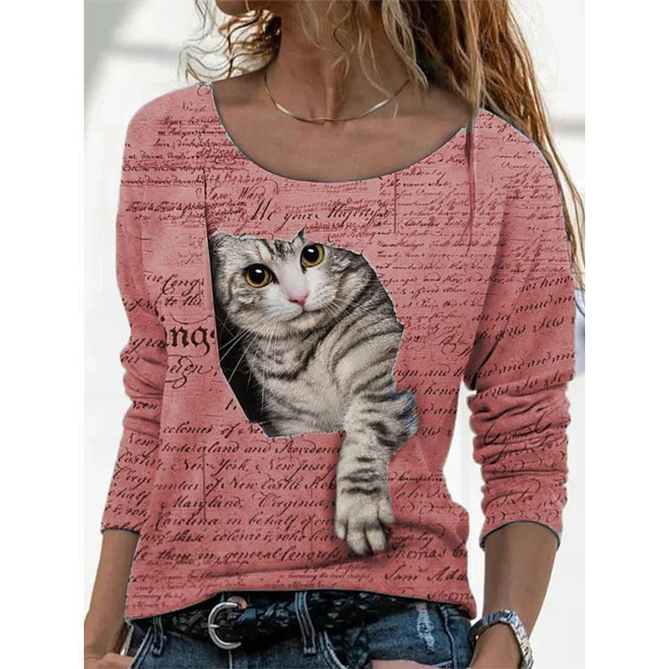 Women's Chic Animal Print Long Sleeve T-Shirt