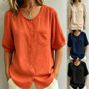 Floral Wood-ear Neckline Blouse Top for Women