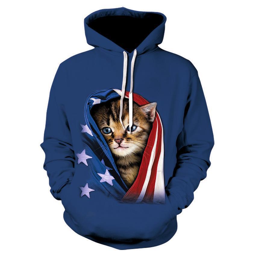 Women's 3D Print Hooded Pocket Pullover Sweatshirt