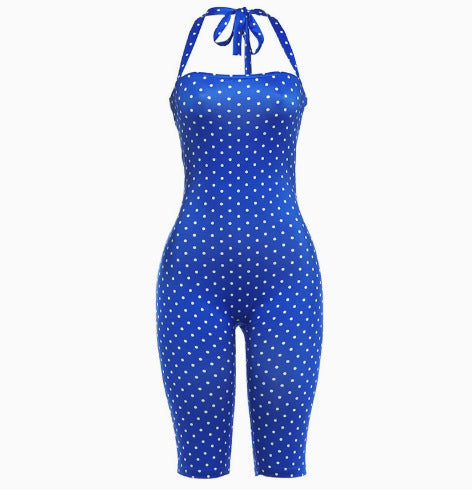DA 2606103 Polka-Dot Print Halter Jumpsuit