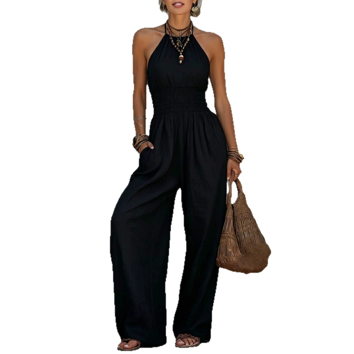 Casual Boho Wide-Leg Jumpsuit for Women