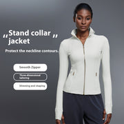 Windproof Stand Collar Yoga Clothes Running Sports Fitness Jacket