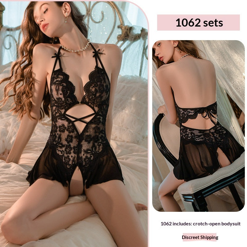 Seductive Lace Halter-Neck Bodysuit